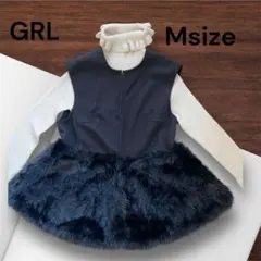 GRL ペプラムファー切替ジレ ブラック Msize