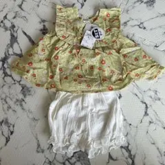 花柄フリルトップスとショートパンツセット 80