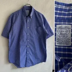 USA製 BROOKS BROTHERS 半袖 BD チェックシャツ ブルー