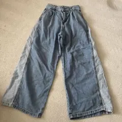 GU デニム ワイドパンツ サイド　140