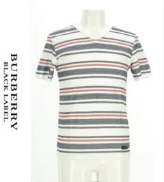 【試着のみ】BURBERRY BLACK LABELロゴ付きボーダーtシャツ