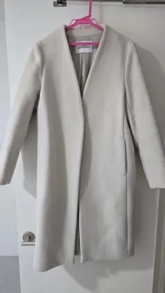 green label relaxing アイボリー ノーカラー ロングコート