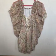 ペイズリー柄シフォンブラウス