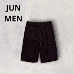 ジュンメンズ ショートパンツ ハーフパンツ コットン カラーパンツ ブラック