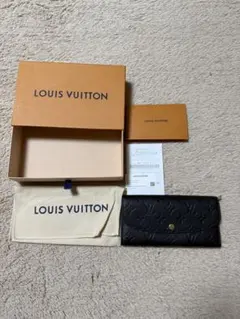 【購入レシート有り】LOUIS VUITTON ブラックレザー長財布