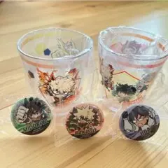 ヒロアカ　くら寿司　コップ2個&缶バッジ3個