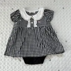 【8947】POLO Baby ギンガムチェック ワンピースロンパース 70
