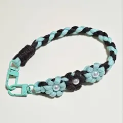 お花ハンドストラップ パラコード チョコミント風味