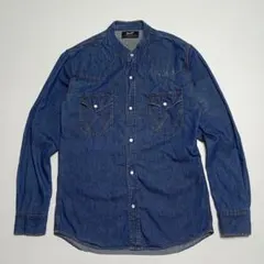 Wrangler　サイズL　デニムシャツ　ノーカラー　バンドカラー　長袖