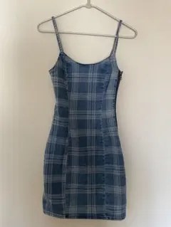 【早い者勝ち】デニム チェック柄 キャミワンピース