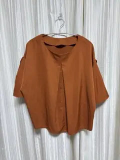 美品 nougatine ヌガティーヌ タックブラウス テラコッタ M〜L