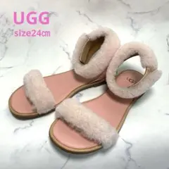 UGG アグ　ファーサンダル　ピンク系　24㎝　シープスキン　フワモコのサムネイル