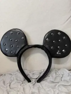 スタッズ付き黒ミッキー耳カチューシャ