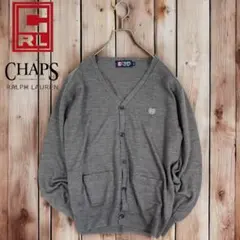 09M199◯ CHAPS ラルフローレン 刺繍ロゴ ニット カーディガン Lのサムネイル