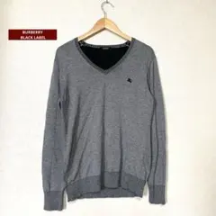 BURBERRY BLACK LABEL グレー　Vカットセーター　3