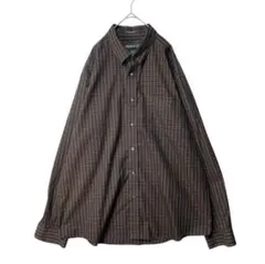 エディーバウアー オーバーチェック 長袖シャツ BDシャツ カーキ 赤 XL