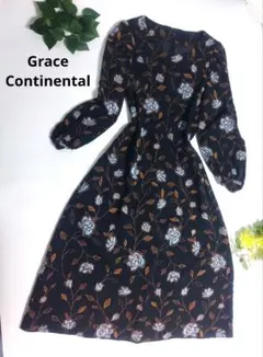 【美品】Grace Continental フラワー刺繍 ロングワンピースフレア