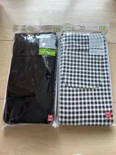 UNIQLO キッズレギンス 120サイズ 黒・チェックセット