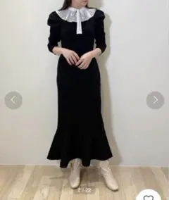 snidel プリーツカラーニットワンピース