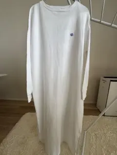 Champion 長袖 ロングワンピース COTTON ワンポイントロゴ 刺繍