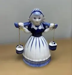 オランダ 陶器人形 デルフト焼き　水汲み人形　ベル