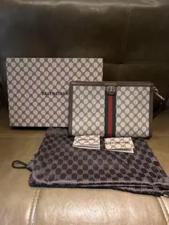 BALENCIAGA クラッチバッグ BBロゴ GG バレンシアガ　グッチコラボ