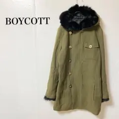 ボイコット　コート　Ｍ　カーキ　ミリタリー　ファー　フーデッド　毛皮　牛革