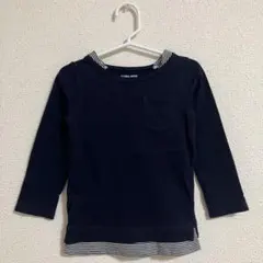 GLOBAL WORK 重ね着風 長袖 Tシャツ ネイビー Sのサムネイル