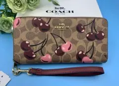 COACH コーチ 財布 長財布 サクランボ シグネチャー チェリー プリント