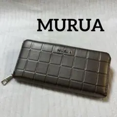 MURUA ルムーア スクエアエンボス ラウンドファスナー長財布 ガンメタのサムネイル