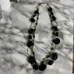 ブラックビーズ2連ネックレス　ヴィンテージ