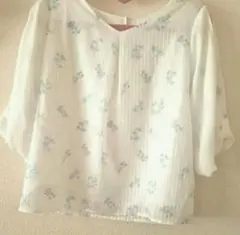 花柄シフォン五分袖ブラウス