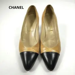 CHANEL　シャネル　パンプス　ヒール　ツートン　レザー　バイカラー　良品のサムネイル