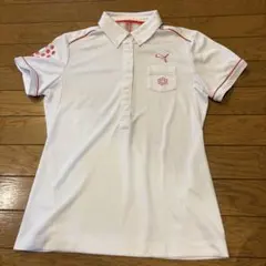 PUMA ゴルフポロシャツ 半袖 ホワイト レッド