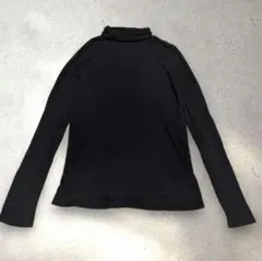 【オペークドットクリップ】タートルネック カットソー 黒 S