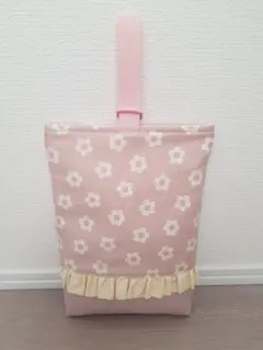 【U-125】ハンドメイド 上履き入れ 上靴入れ 入園入学 花柄 くすみピンク