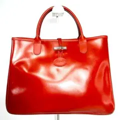 0269 Longchamp レッド ハンドバッグ レザー 本革