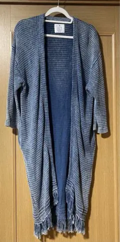 ★NTDG VINTAGE★　ロング丈ニットカーディガン　Mサイズ　インディゴ