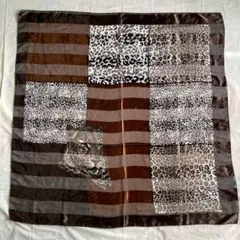 スカーフ　大判　ヒョウ柄　アニマル　シースルー　レオパード