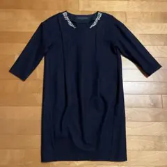 アナイ　紺ワンピース　ビジュー付き