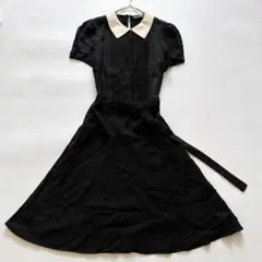 ラルフローレン　シャツワンピ　ウール混　ベルト　プリーツ　Aライン　4　M