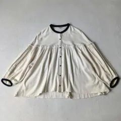 サマンサモスモス 配色切替ギャザーブラウス バイカラー コットン F