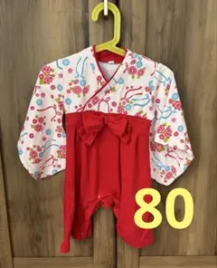 花柄ベビー袴ロンパース　80女の子
