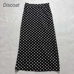 美品✨Discoat/ドット柄ロングスカート/スリット/薄手/ブラック/大人気Mのサムネイル