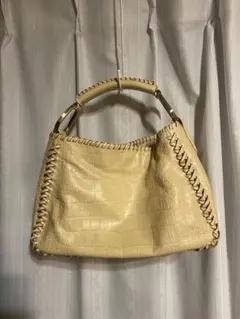 SAZABY クロコ型押し ハンドバッグ 編み込みデザイン