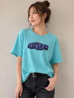 DIESEL 半袖Tシャツ ライトブルー ロゴプリントのサムネイル