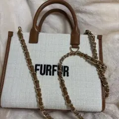 FURFUR ロゴ入りミニトートバッグ キャメル