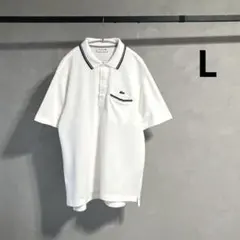 00s LACOSTE 日本製 ポロシャツ ラインデザイン ポケット付 鹿の子