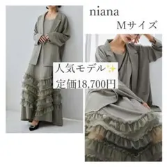 定価1.8万円✨️niana トランスペアレントヘムセットアップドレス　グレージュ