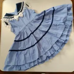 ハンドメイド セーラーカラー 半袖ワンピース ライトブルー① - メルカリ